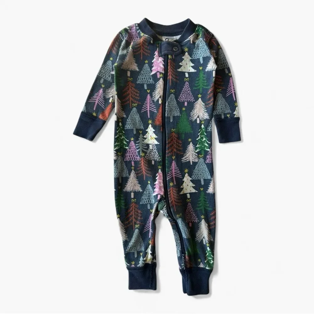Hanna Andersson Baby Zip Sleeper 12-18M Twinkly Trees Organic Cotton Pajamas